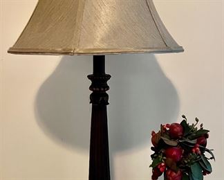 Table Lamp with Gold Shade & Restoration Hardware Faux Pomegranate Tree 