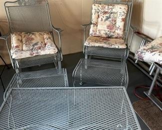 WROUGHT IRON SET TWO CHAIRSSTOOLSTABLE