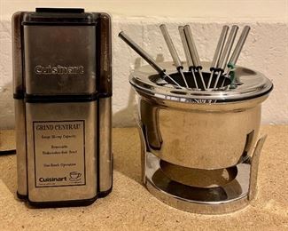 Cuisinart Grinder & Crate & Barrel Fondue Set