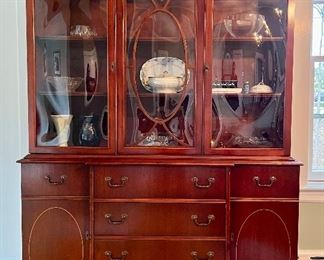 Antique Dining Hutch with Bubble Glass