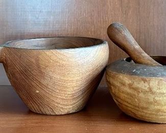 Wood Scoop & Mortar & Pestle