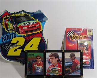 Framed Cards, Die Cast Car 1/64 Scale & Plastic Sign 