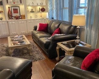 The den  is so inviting and very comfortable with the 3 year old leather furniture!  A great buy!!