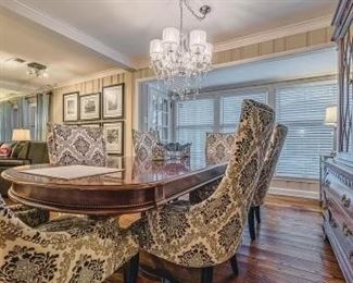 These upholstered chairs are so comfortable for a long dinner at the table with loved ones or friends