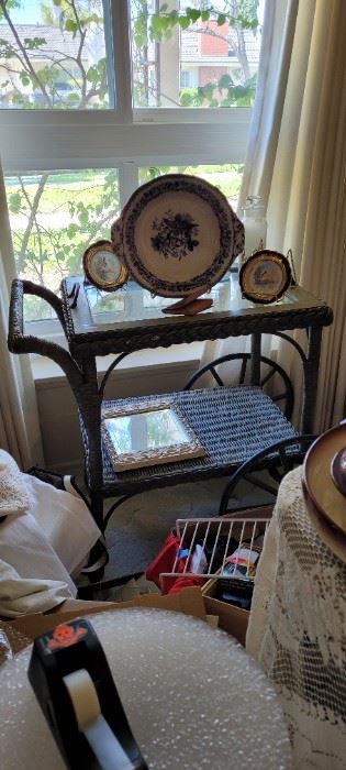 Rattan Tea cart with detachable tea tray