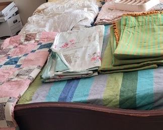Several Chenille bedspreads, antique/vintage quilt