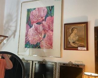 Asian Screen and Floral Painting