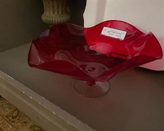 Blown Glass Raspberry Bowl