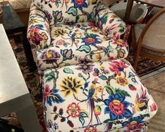 Floral Arm Chair - Linen Upholstered