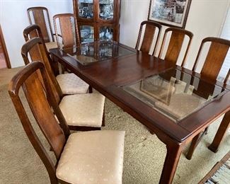 $395. BROYHILL dining table and 8 chairs.