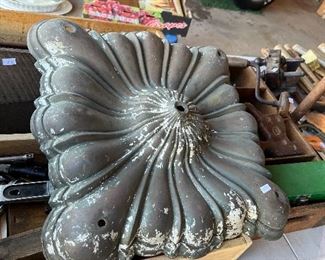 $95.00  LARGE STAMPED BRASS CEILING BOBECHE  ANTIQUE VICTORNIAN c.1880