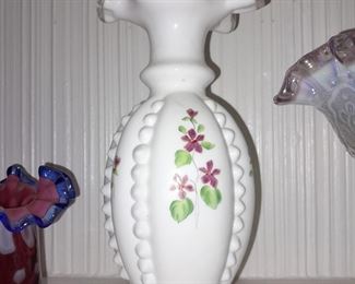 Fenton Glassware Milk Glass Vase W/ Ruffled Norcrest Edge