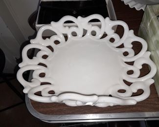 Milk Glass Lace Dish