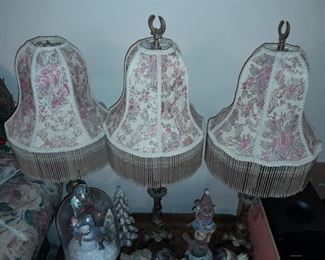 Candlestick Lamps W/ Beaded Shades