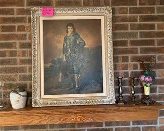 Vintage brushstroke print of Iconic "Blue Boy" by Thomas Gainsborough.