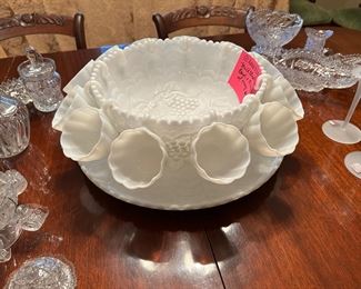 Milk glass Punch bowl