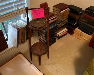 More Books and antique smoking stand
