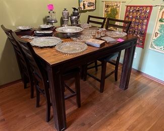 Bar height dining table with 4 chairs