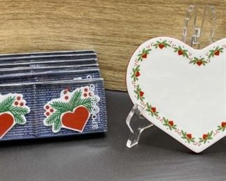 Prorsrund Norway Hearts Pines Ornaments 6 x 2Packs and Plate