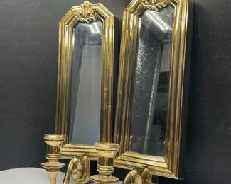 Mirrored Brass Finish Candle Sconces