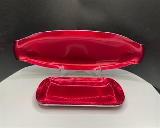 Olden Norway MCM Anodized Enamel Red Tray Duo