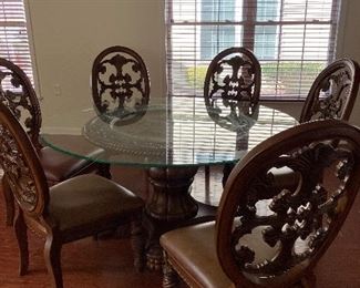 5' Glass top Dining Table with 6 Chairs