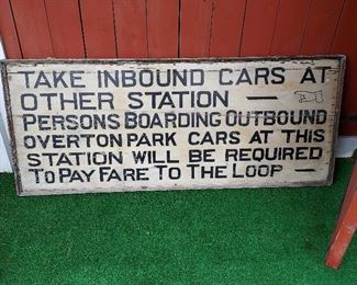 Vintage Wooden Trolley Sign