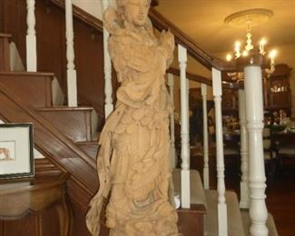 Large carved Kwan-Yin on Lucite Base