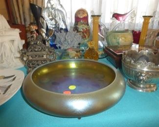 Aurene Stueben 3 Footed Gold Bowl