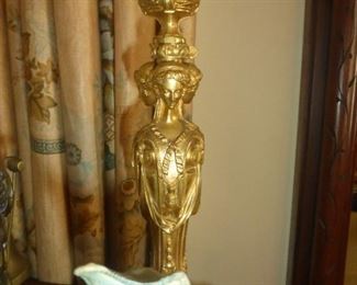 Heavy Cast Gold Gilt Candlestick Circa 1870