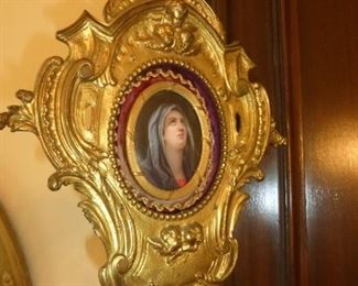 Antique Porcelain Portrait of Virgin Mary