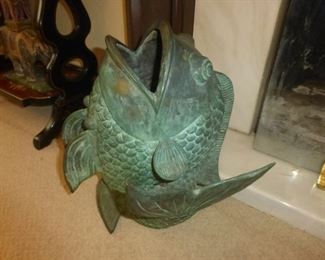 Pair of Vintage Bronze Fish Sculptures