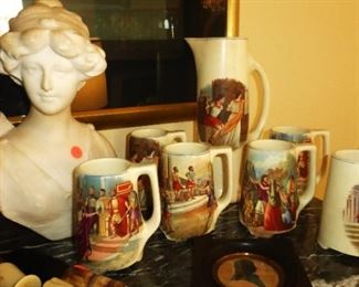 Prohibition era Biblical Beer Stein Set - Very Rare