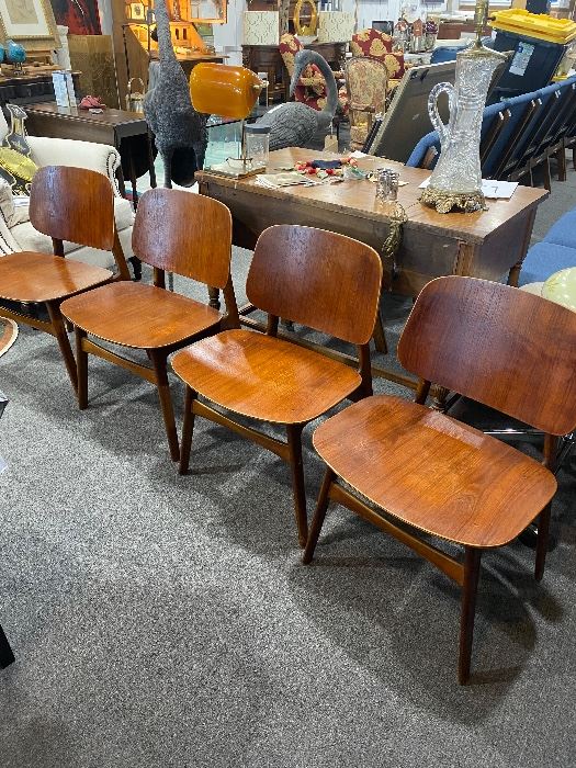 Borge Mortensen set of 4 Danish Teak Chairs(1950-1959')