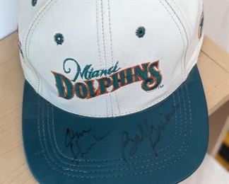 Miami dolphins leather hat - signed by Don Shula and Bob Griese. *Signatures have not been Authenticated.