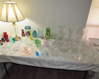Nice glassware including Waterford, Shannon, Fenton & others