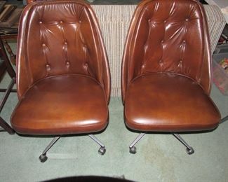 Mid Century Vinyl & chrome swivel chairs