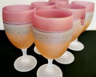 Set of 6 Art Glass Stemware