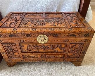 Oriental Carved blanket chest