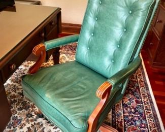 Green leather desk chair