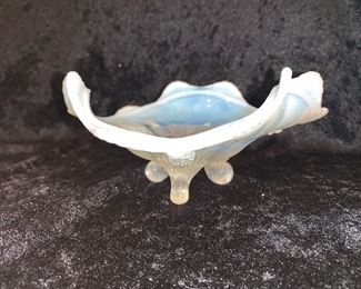 Northwood Footed Bowl with Blue Opalescents