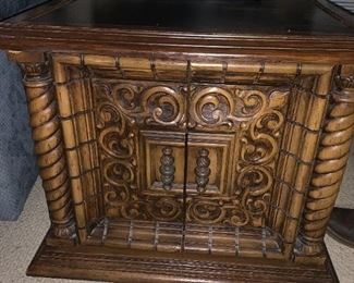 Midcentury Drum Table Cabinet Leather Toop