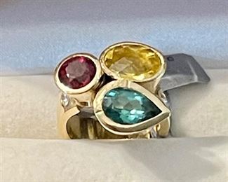 Peter Barr gold and gemstone ring