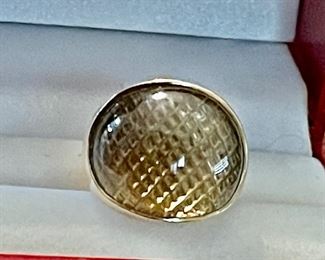 Peter Barr ring unusual cut, light topaz