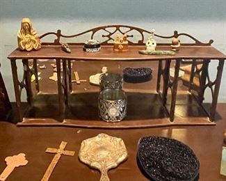 antique mirrored wall shelf