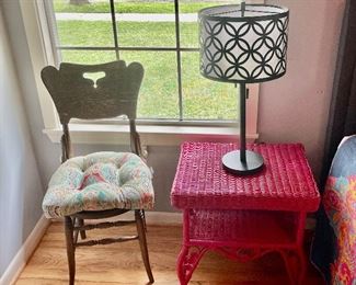fun pink wicker side table