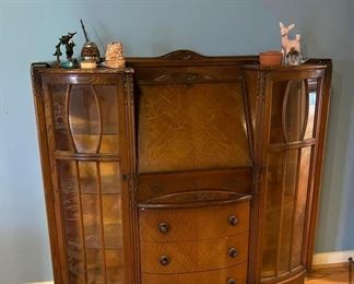 drop front secretary display cabinet