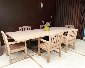 Teak dining set with 8 chairs