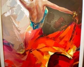 Flamenco Dancer by Ukrainian artist Anatoly Metlan - Framed Size 28 1/4” x 36” - Appraised Value $2,790