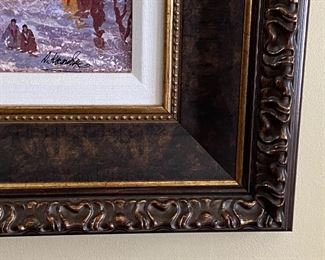 Russia Red Sunset by Ukrainian Artist Anatole Krasnyansky - Framed size 36 x 36